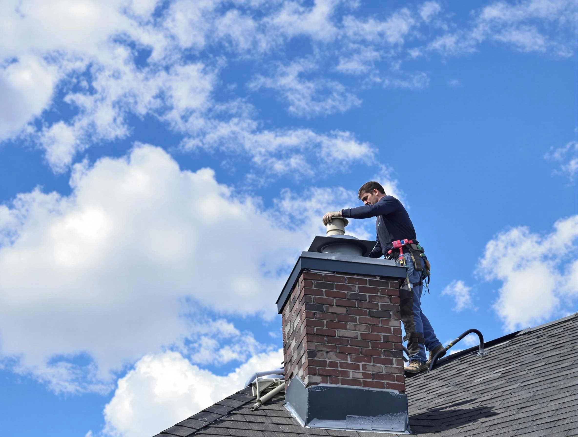 Parker Chimney Sweep installing a sturdy chimney cap in Parker, CO