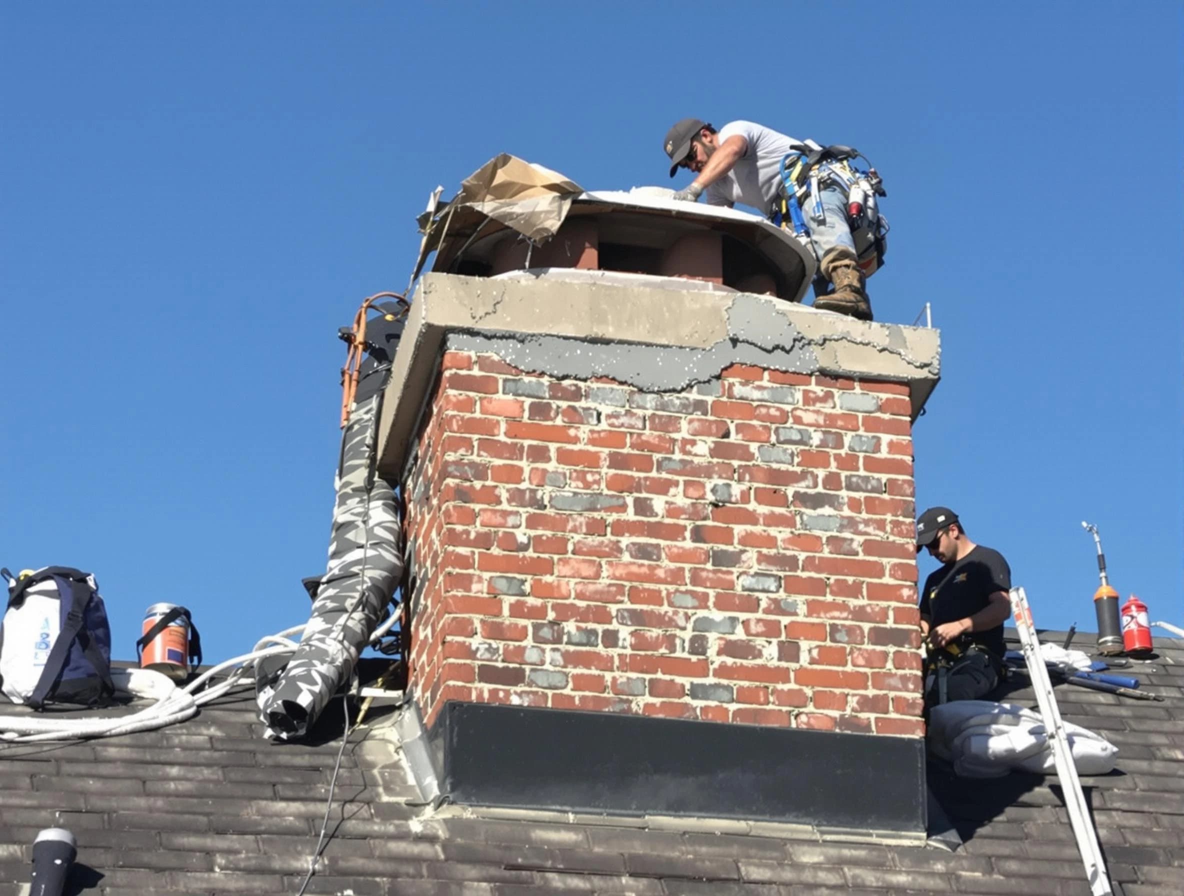 Parker Chimney Sweep installing a custom chimney crown in Parker, CO