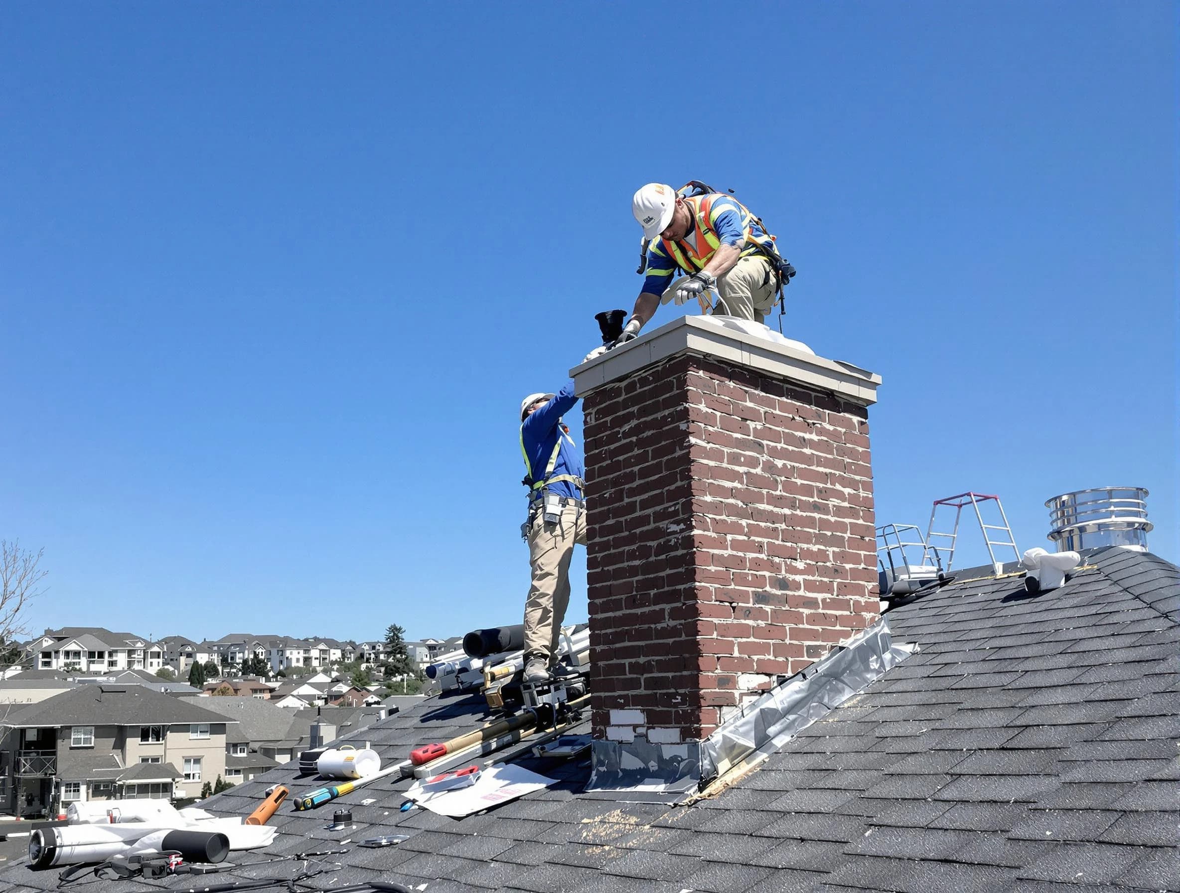 Parker Chimney Sweep repairing a chimney crown in Parker, CO