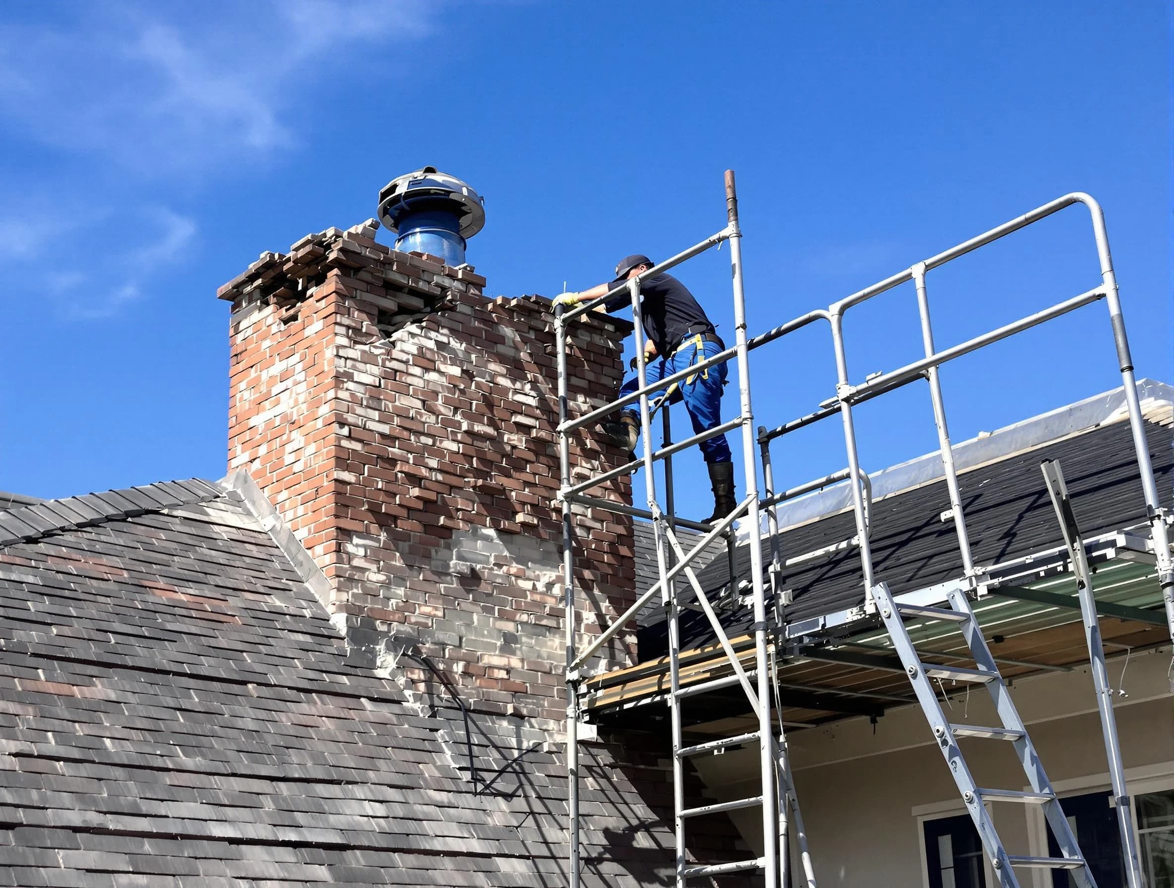 Rebuilding a chimney structure by Parker Chimney Sweep in Parker, CO