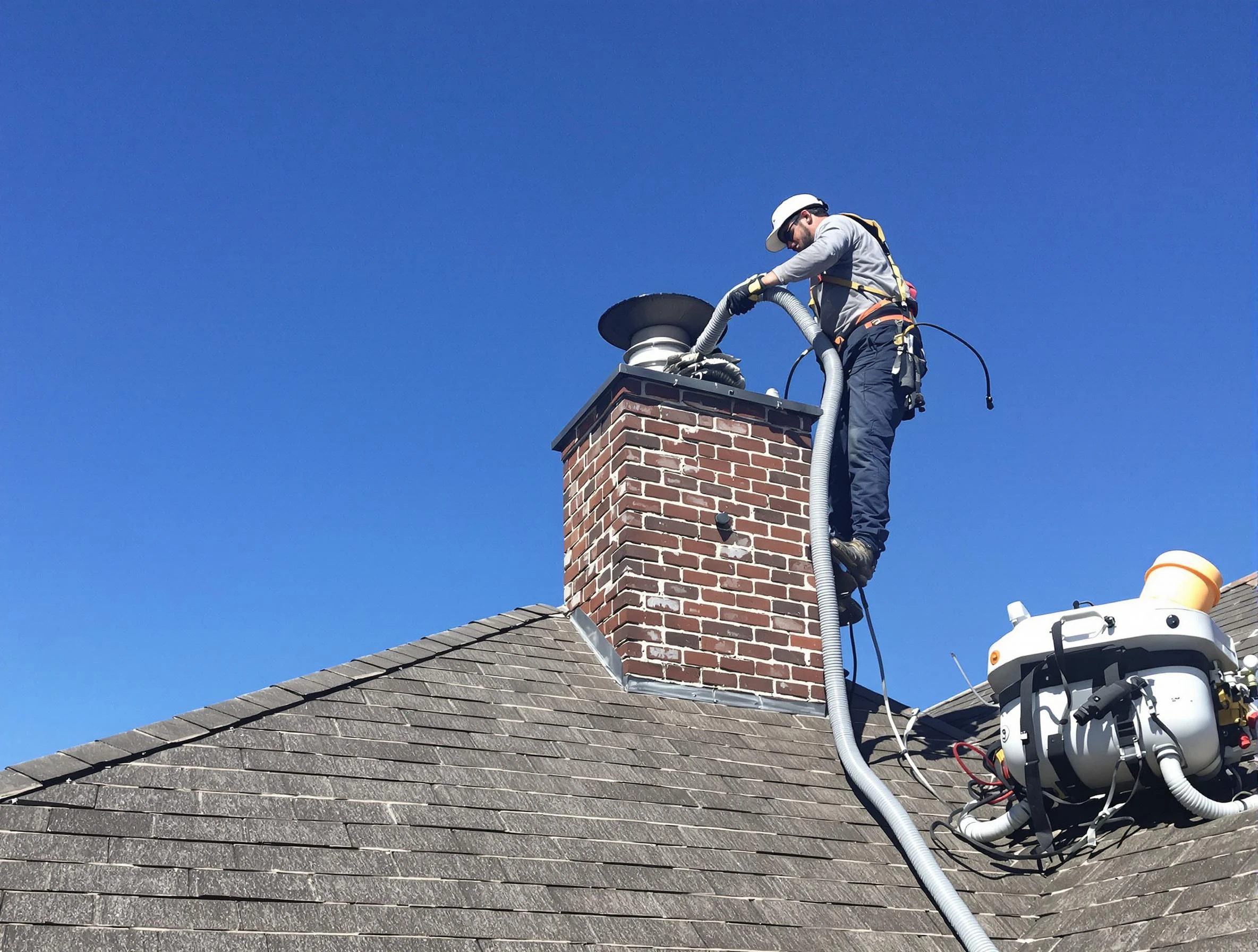 Dedicated Parker Chimney Sweep team member cleaning a chimney in Parker, CO
