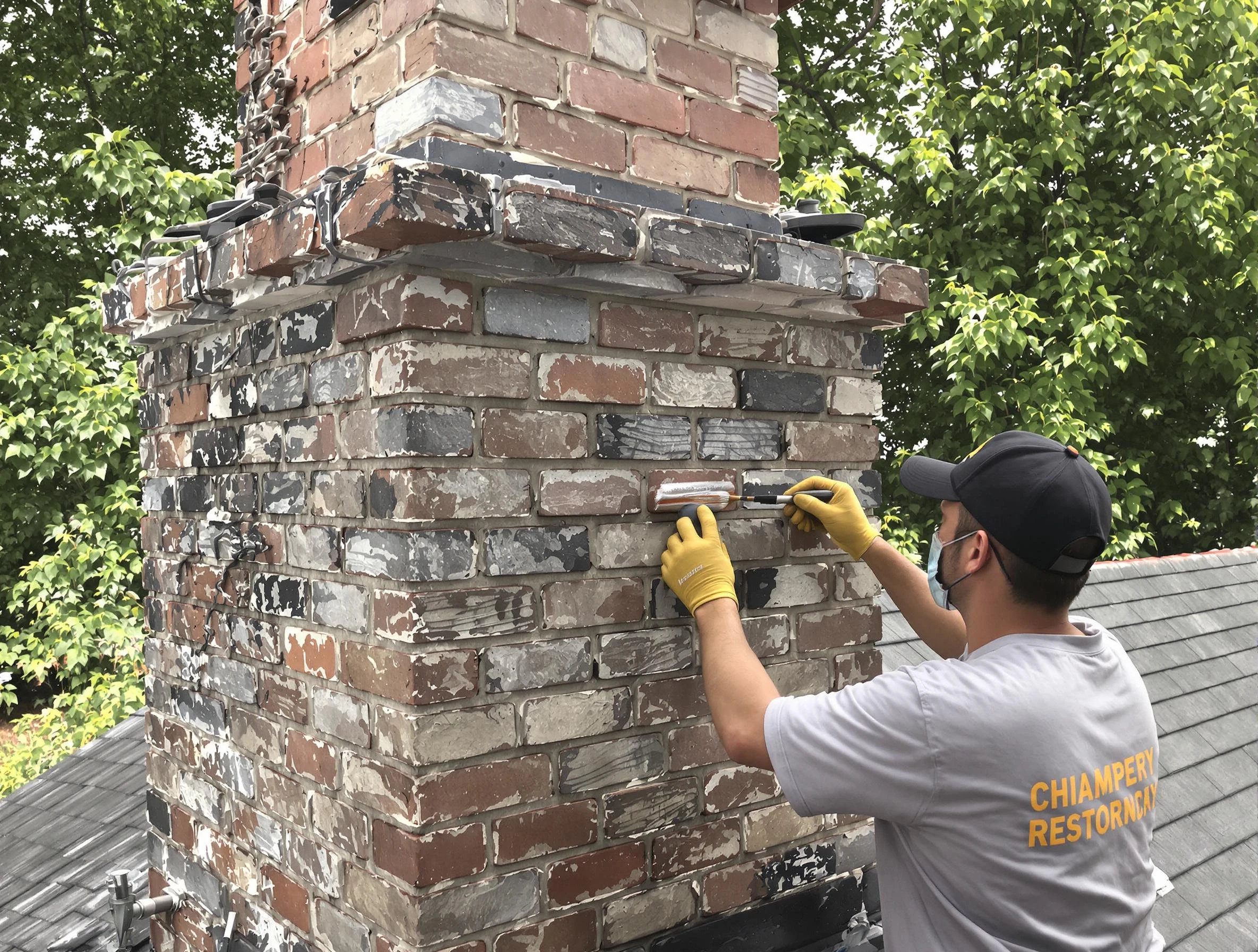 In-progress chimney restoration by Parker Chimney Sweep in Parker, CO